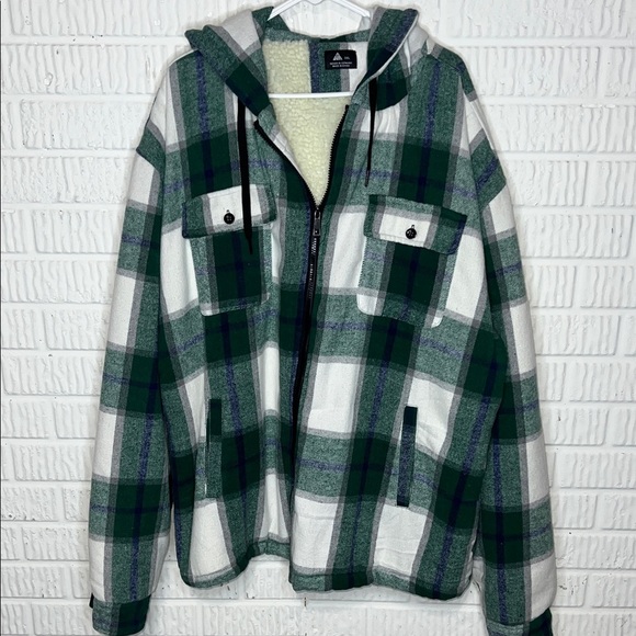 Dekomere Green and White Plaid Hooded Jacket - Picture 1 of 4
